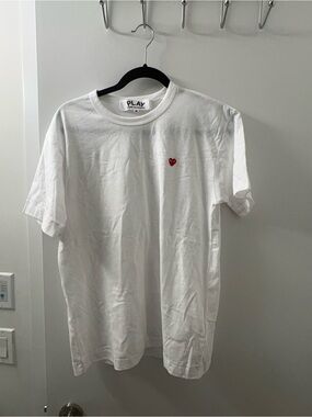 Comme des Garcons PLAY White T-Shirt with Red Heart Patch